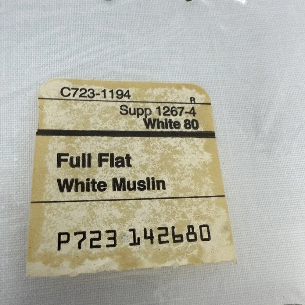 VTG JC Penny Muslin Full Bed Sheet Bedding White Made in USA 1960s 1970s NOS